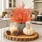 2-Pack 14" Fall Artificial Eucalyptus Plants – Potted Faux Greenery for Home, Office, Bathroom, Shelf, Desk, Coffee Table & Farmhouse Decor (Orange-large)